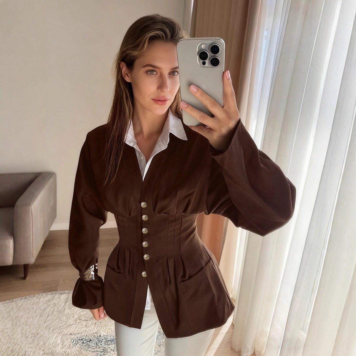 Chianti Peplum V-Neck Shirt