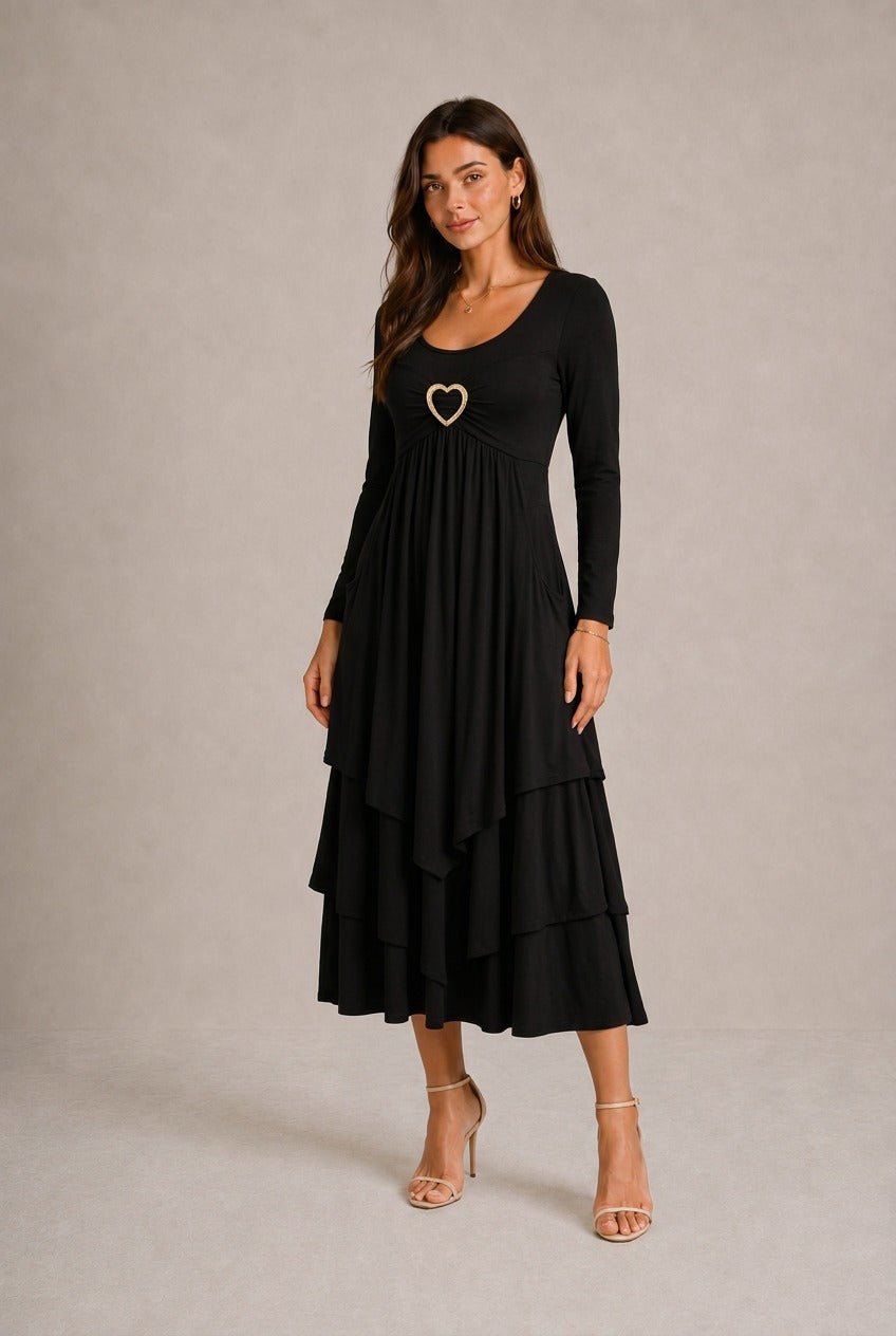 Spello Heart Tiered Maxi Dress