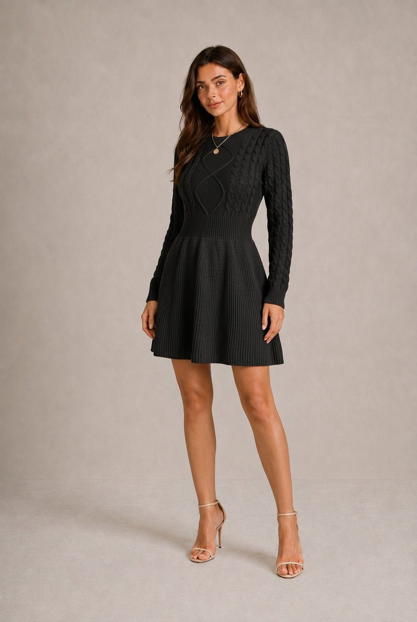 Arezzo Cable-Knit Mini Sweater Dress