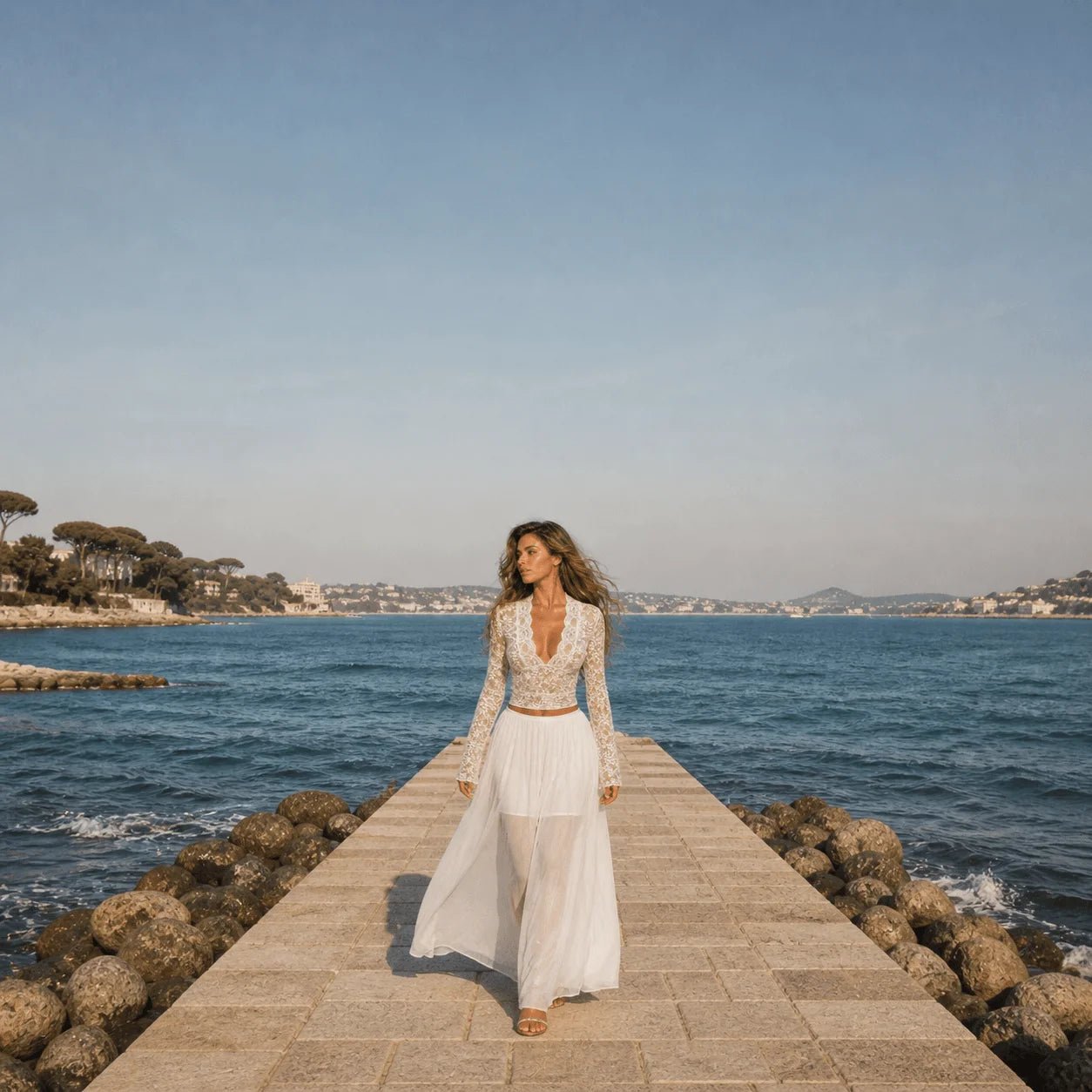 Cannes Deep-V Lace Top