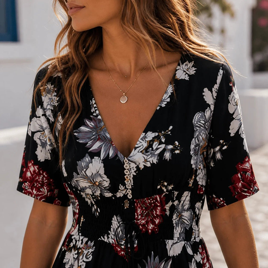 Oia Floral Midi Dress