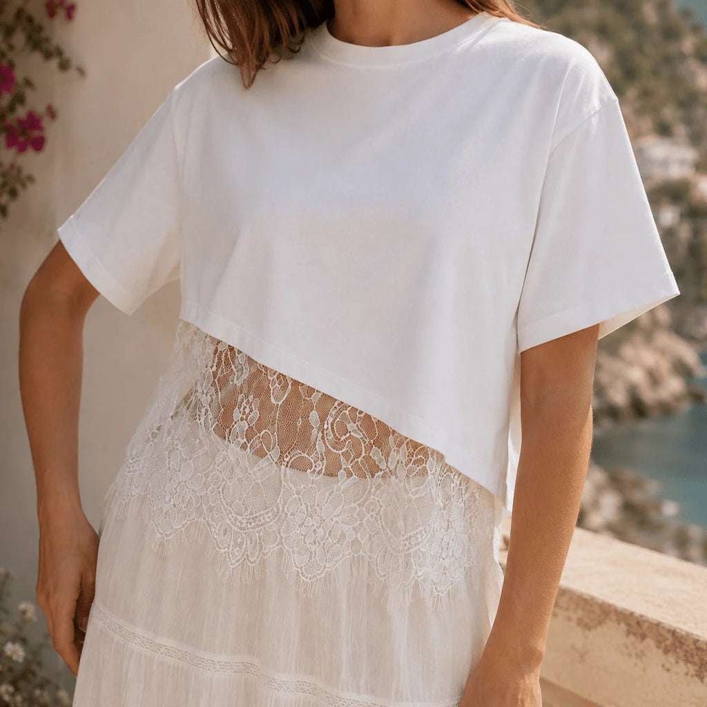 Capri Lace Hem Relaxed Summer Top