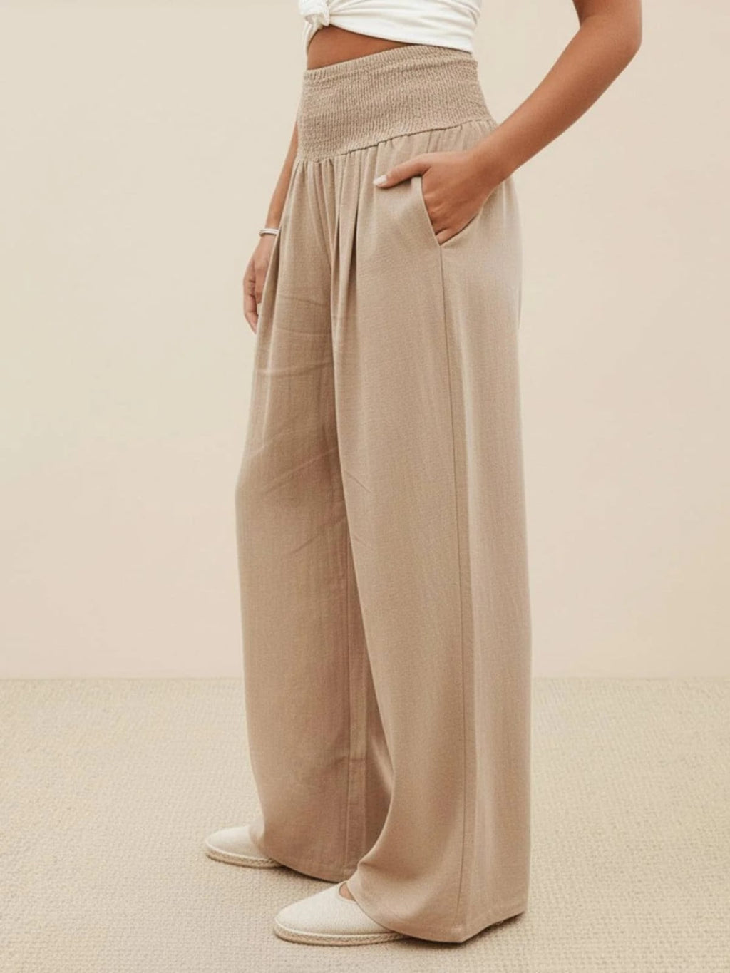 Mykonos Smocked Waist Wide Leg Pants | Noodra