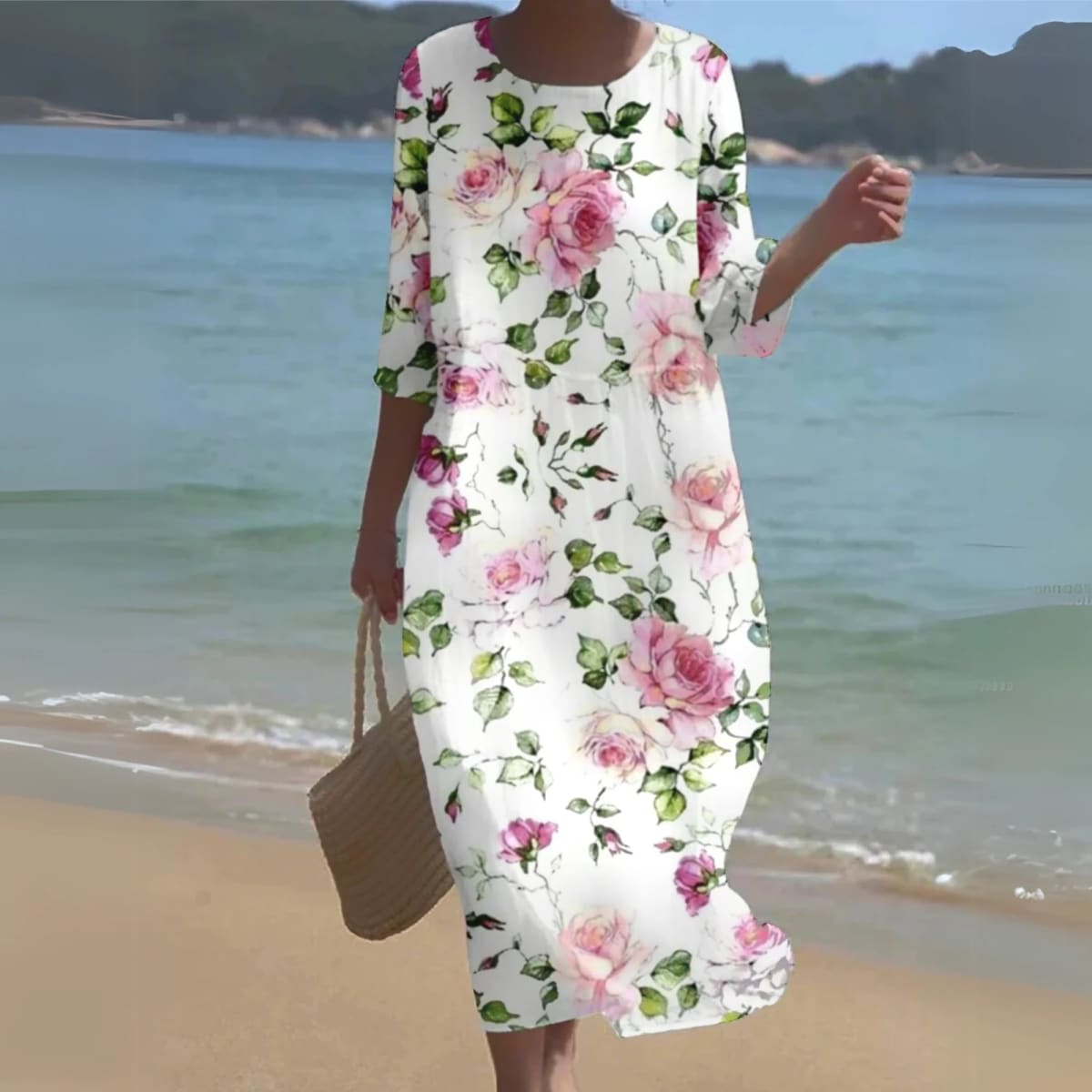 A-line floral dress with delicate prints and flattering fit