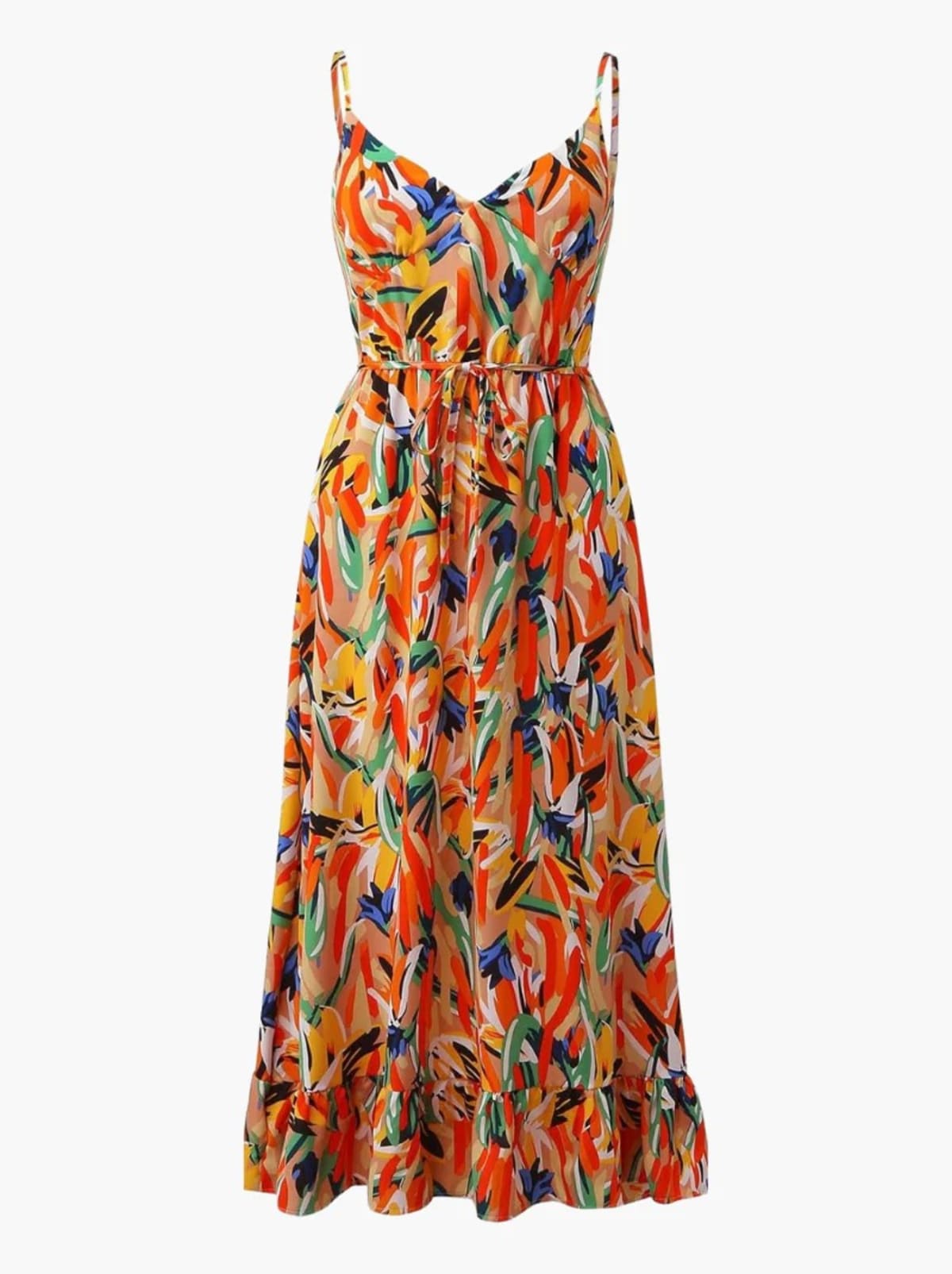 Knee-length dress with unique pattern and fitted silhouette.