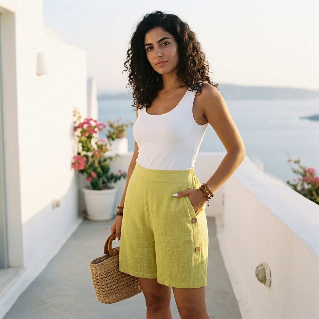 Positano Button-Detail Shorts