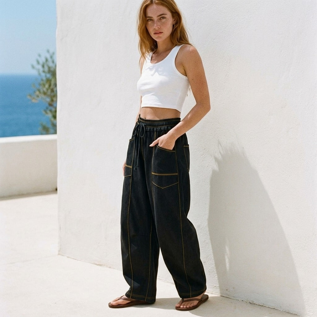 Positano Drawstring Wide-Leg Pants