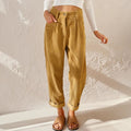 Corduroy pants with elastic waistband and relaxed fit