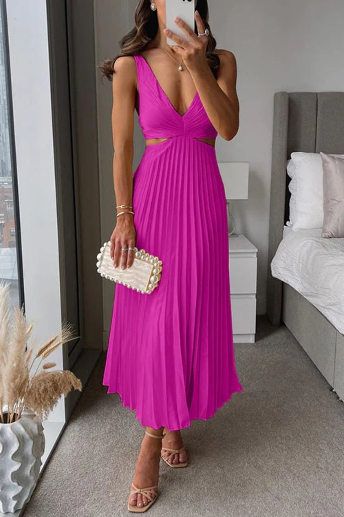 Flowing maxi dress with subtle detailing and breathable fabric