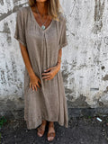 Loose V-neck dress with flowy silhouette and soft fabric
