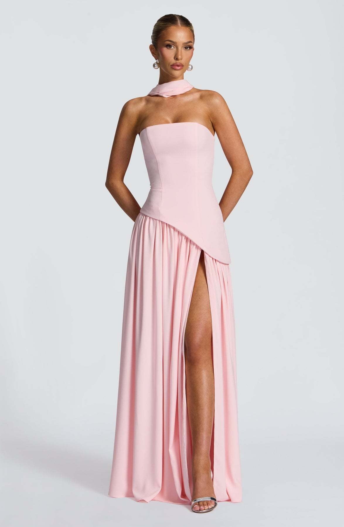 Santorini Asymmetrical Strapless Maxi Dress