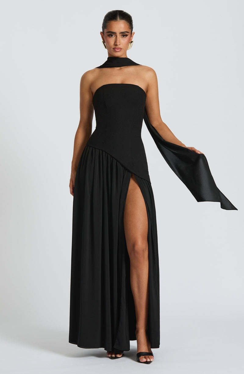 Santorini Asymmetrical Strapless Maxi Dress