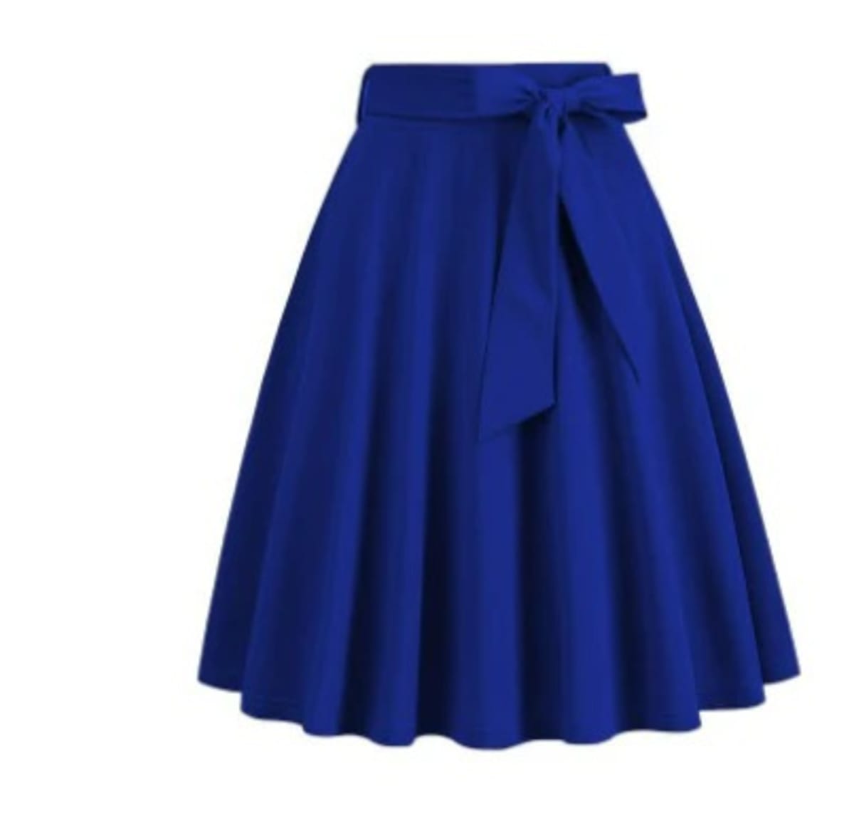 A-line skater skirt with bow detail and pleats, high-waisted.