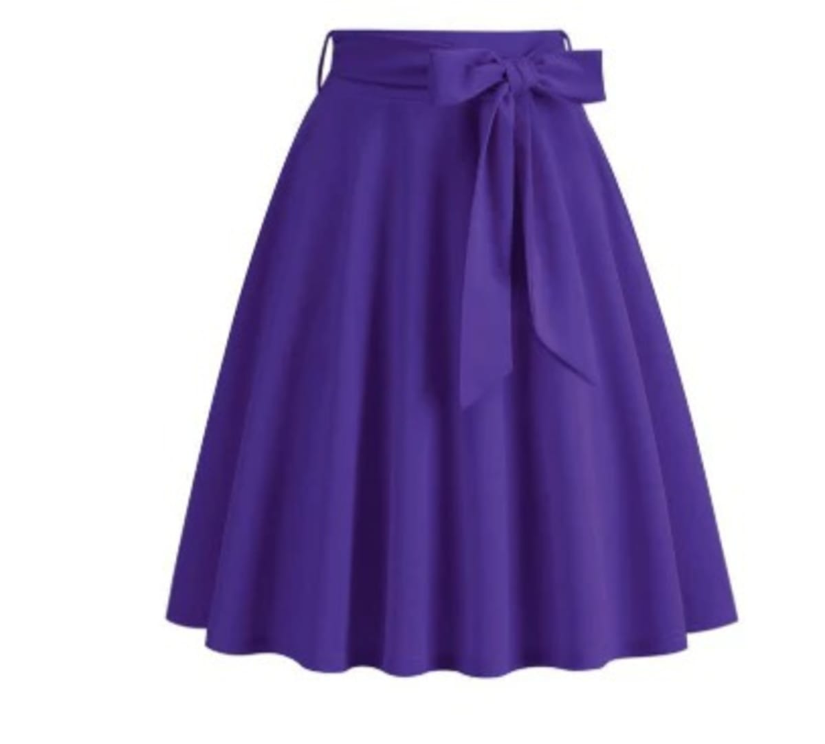 A-line skater skirt with bow detail and pleats, high-waisted.