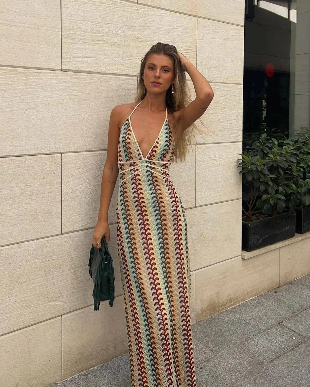 Crochet draped dress with intricate detailing for beach weddings