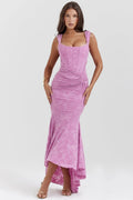 Lace ruched bodycon dress with sleeveless design for evening wear