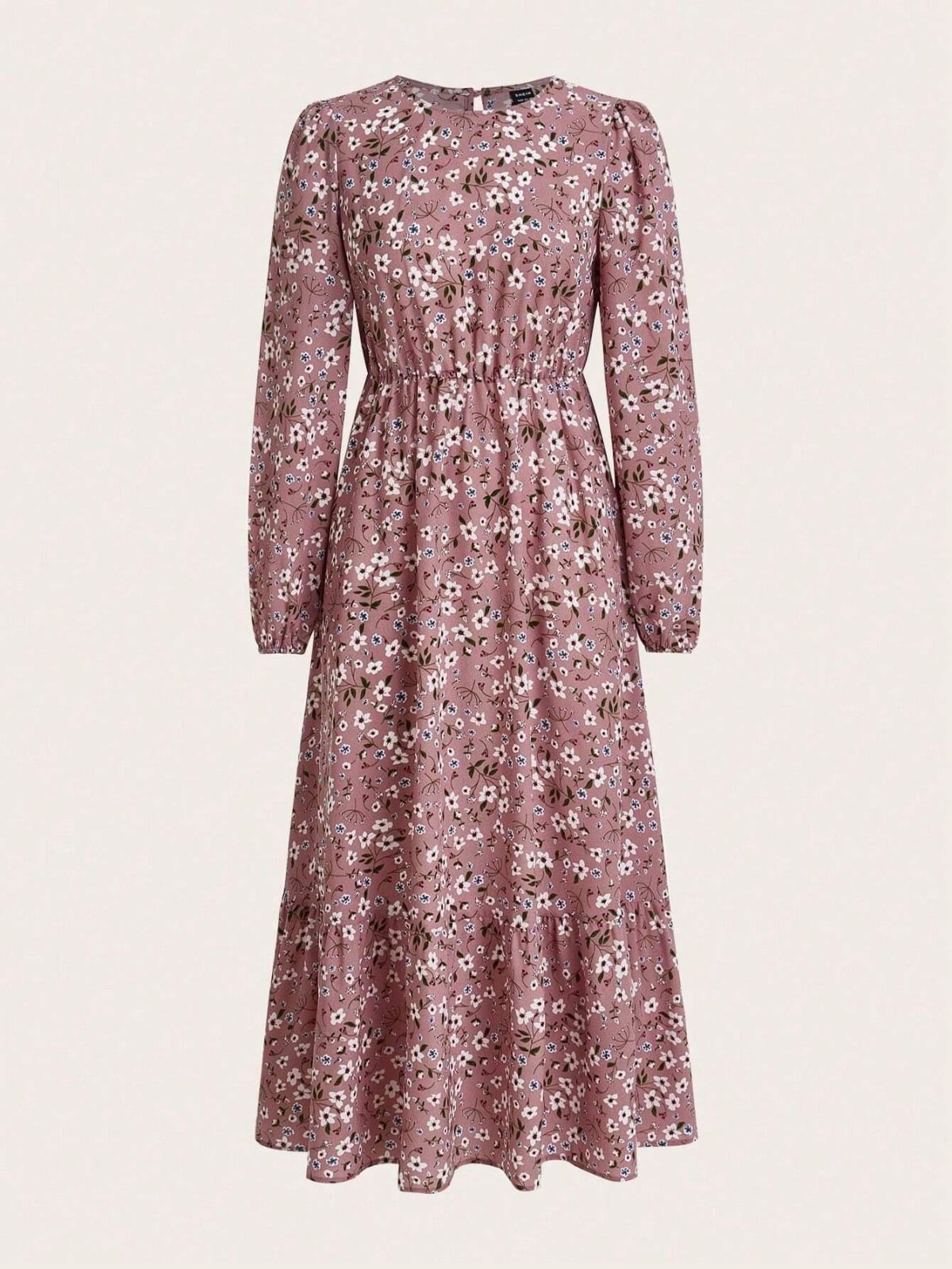 Women's floral smocked waist maxi dress with bishop sleeves