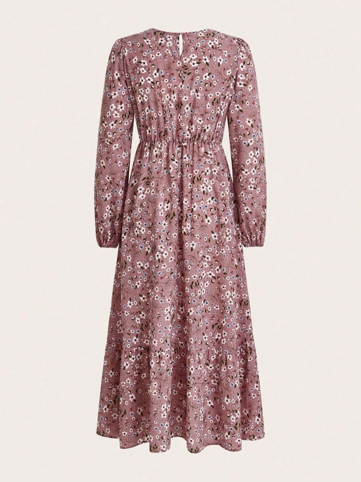 Women's floral smocked waist maxi dress with bishop sleeves