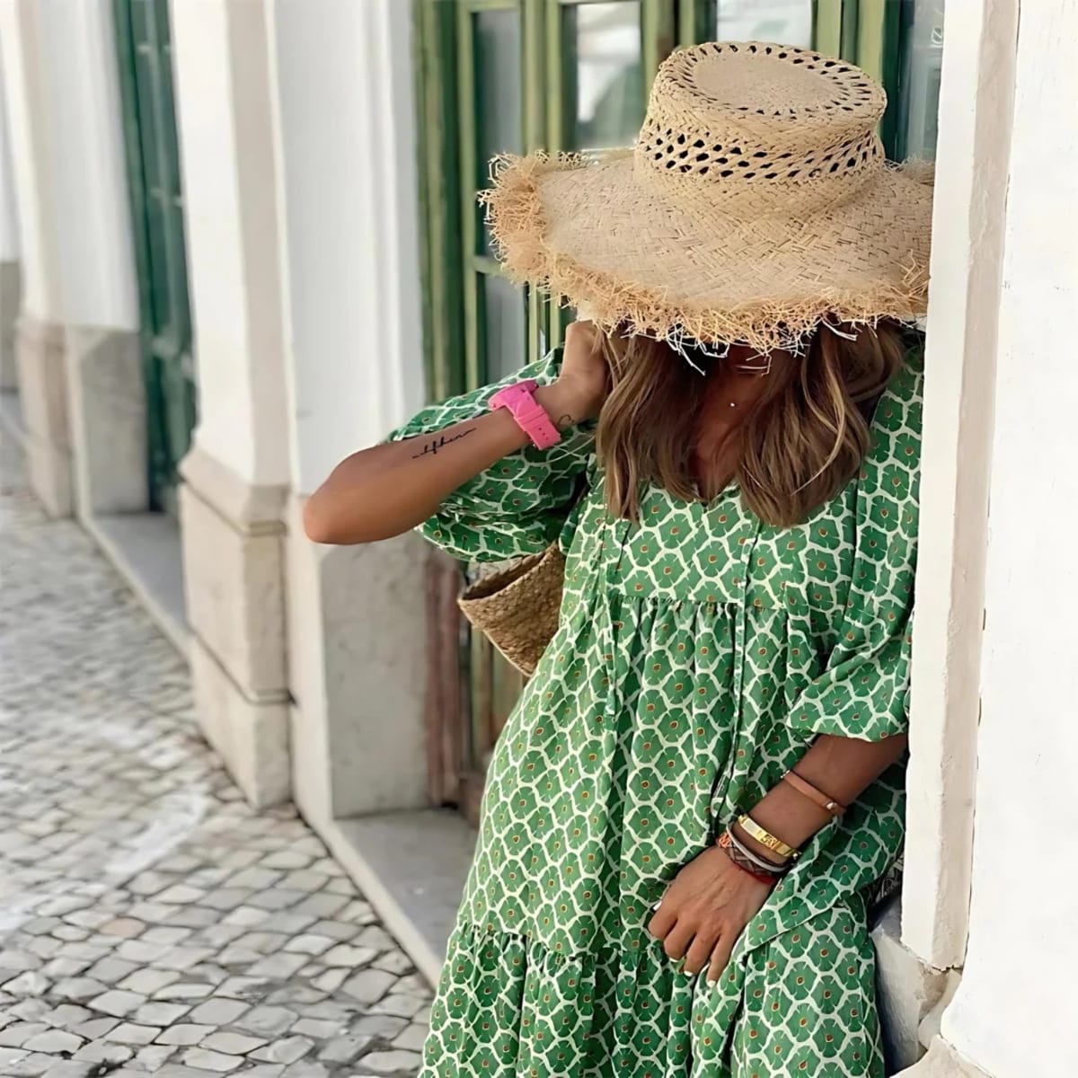A dress with a flowing silhouette and versatile design for spring.